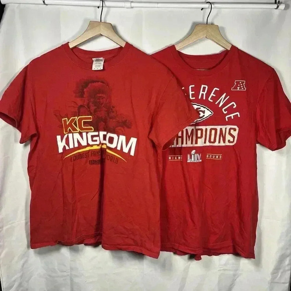 KC Chiefs shirt bundle of 2 unisex medium red conference champs kc kingdom - Picture 1 of 8